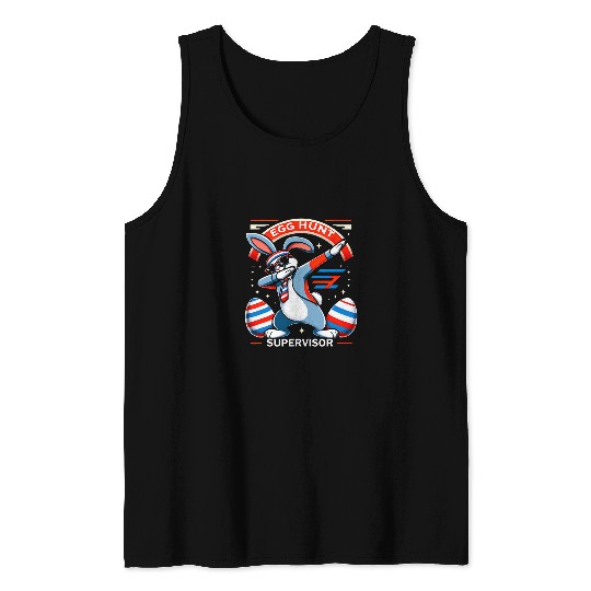 Funny Easter Bunny Sunglass Egg Hunt Supervisor Patriotic Tank Tops