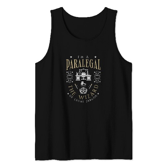 Funny Paralegal The Wizard Of Legal Jargon Men and Women Tank Tops
