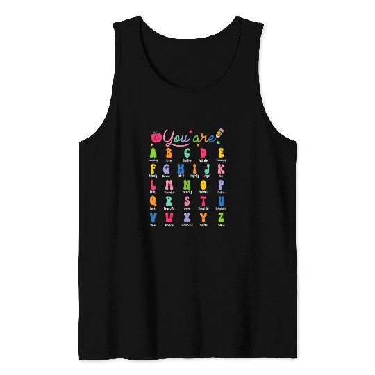 ABC Alphabet Affirmation Back To School Teacher Tank Tops