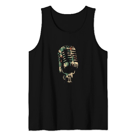 Microphone Camouflage vintages Singer Live Music Lover Tank Tops
