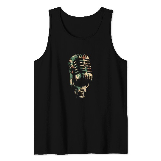 Microphone Camouflage vintages Singer Live Music Lover Tank Tops