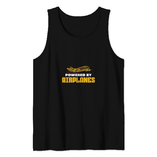 Pilot Aviation Aircraft Enthusiast Powered By Airplanes Tank Tops