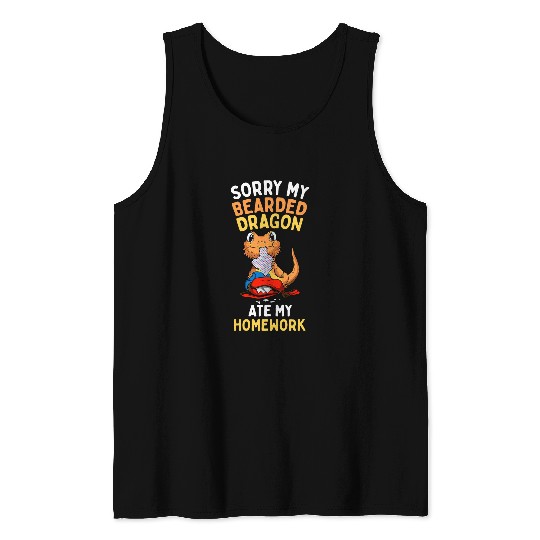 Funny Bearded Dragon Back To School Lizard Reptile Animal Tank Tops