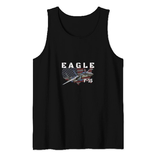 F15 Eagle Fighter Jet Aircraft Military Aviation Pilot Tank Tops