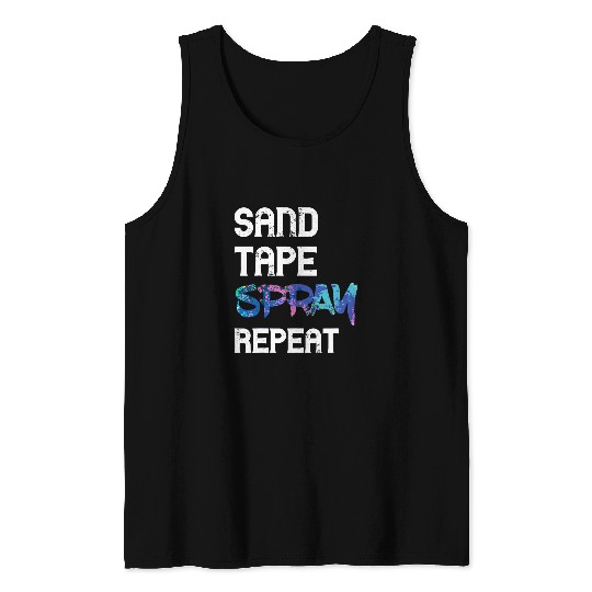 Sand Tape Spray Repeat Autobody Technician Auto Body Painter Tank Tops