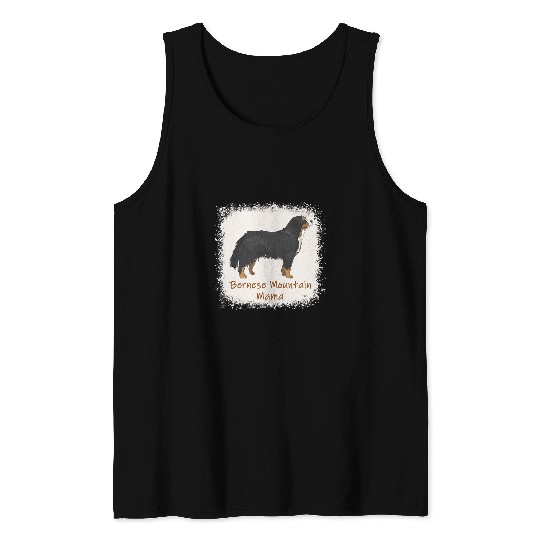 Womens Bernese Mountain Mama Bleached Cute Dog Mom Gifts Tank Tops