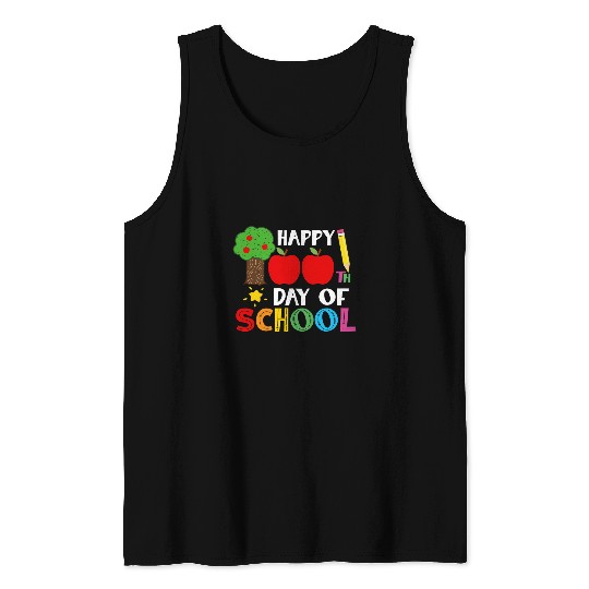 Happy 100th Day of School Kindergarten Teacher Student Gifts Tank Tops