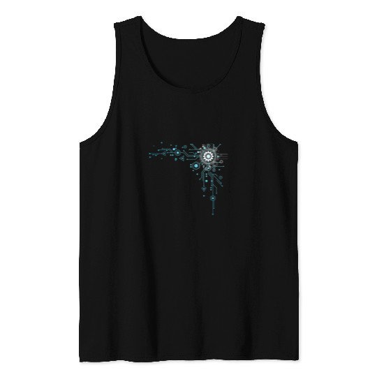 Geek Tech Engineer Binary Code Circuit Board Tech Support Tank Tops