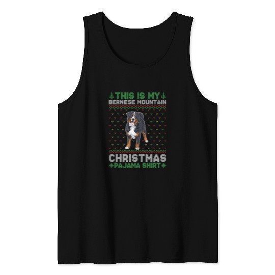 This is My Bernese Mountain Dog Pj xmass Ugly Sweater Funny Tank Tops