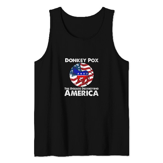 Donkey Pox The Disease Destroying America USA Flag Donkeypox 21 Tank Tops