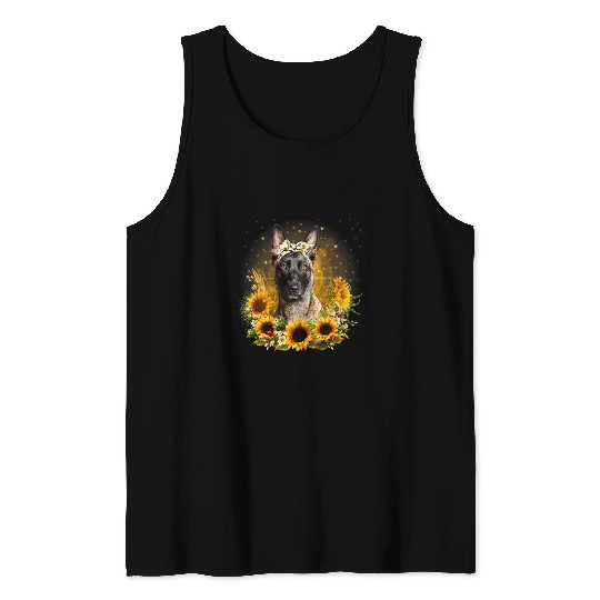 Sunflower Belgian Malinois Dog Mothers Day For Women Tank Tops