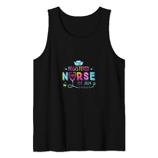 Registered nurses Est 2024 Nursing Student RN Graduate Tiedye Tank Tops