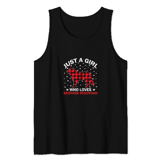 Ugly Sweater Bernese Mountain Dog Red Plaid Matching Xmas Tank Tops