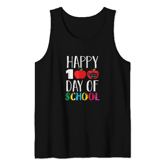 Happy 100th Day of School Kindergarten Teacher and Student Tank Tops
