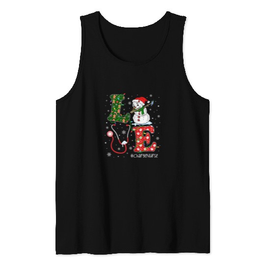 Nursing Christmas Santa Reindeer Love Charge nurses Life Tank Tops