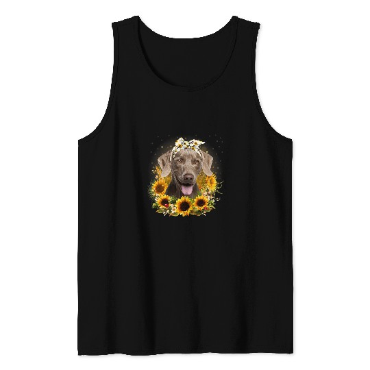 Sunflower Weimaraner Dog Mothers Day For Women Tank Tops