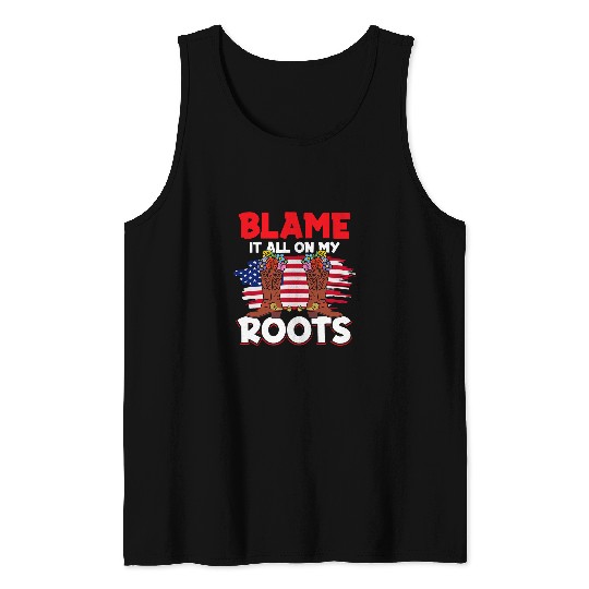 Horse Rodeo Riding Cowboy USA Blame it all on my Roots Tank Tops