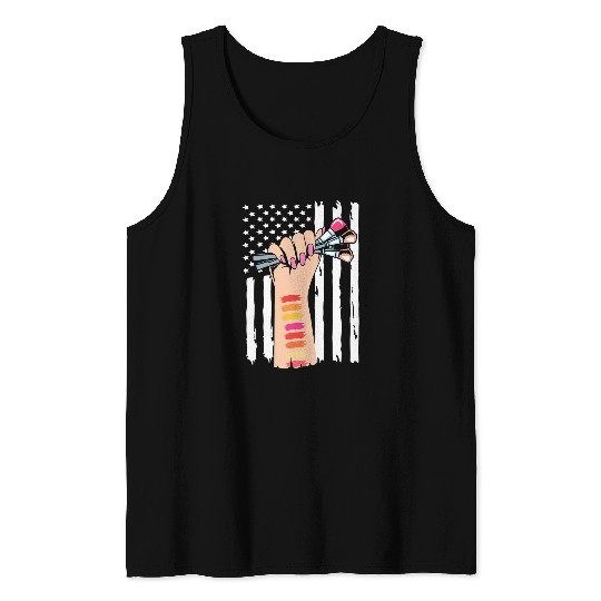 4th Of July American Flag Makeup Esthetician Tank Tops
