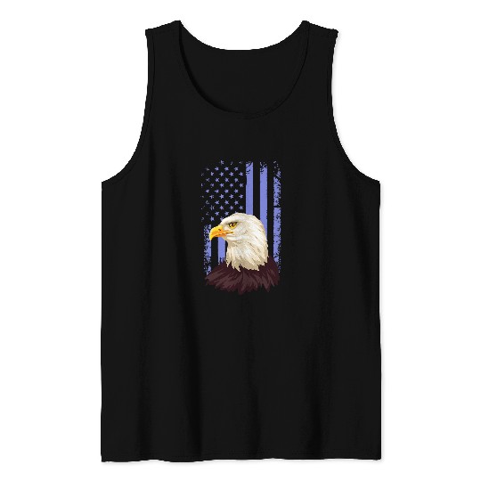 Eagle Flag Blue Bald Eagle American Patriotic Tank Tops