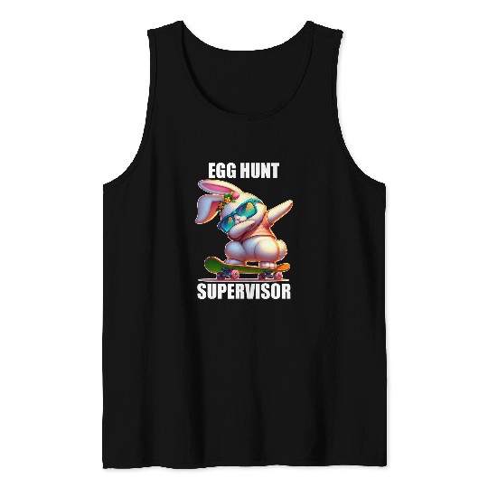 Egg Hunt Supervisor Easter Egg Hunting Party Funny Mom Dad 3 Tank Tops