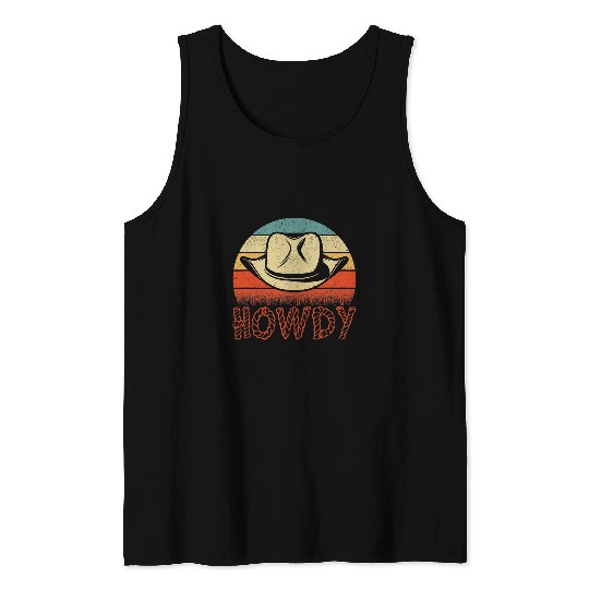 Howdy Cownboy Western Texas Rodeo Lover Bull Riding Cowgirl Tank Tops
