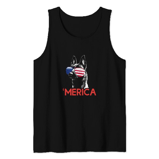 Merica Belgian Malinois American Flag 4th of July 415 Tank Tops