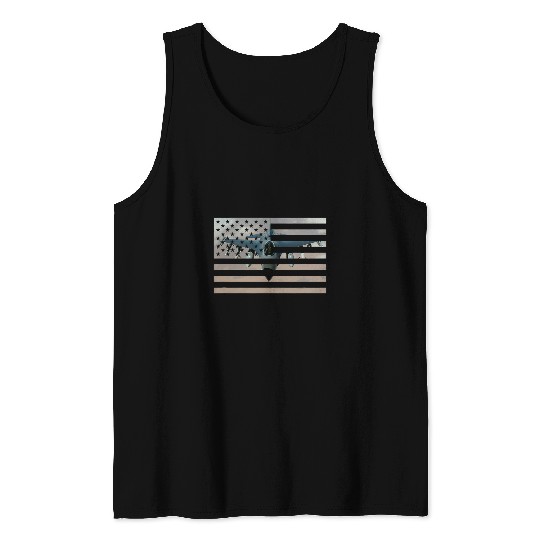 Fighter Jet American Flag USA Military Air Pilot Tank Tops