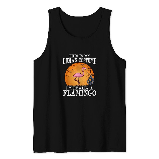Pink Flamingo Im Really A Flamingo Funny Halloween Party Costume Gift Flamingos Tank Tops