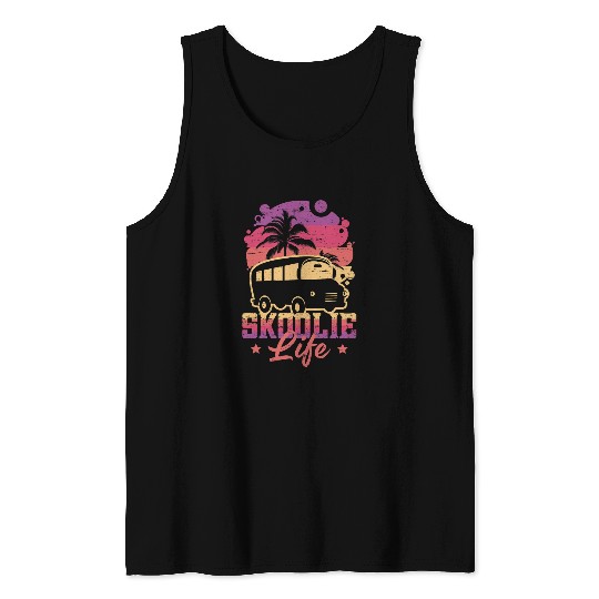 Skoolie Life Back to School PreK Teacher Student Graduate Tank Tops