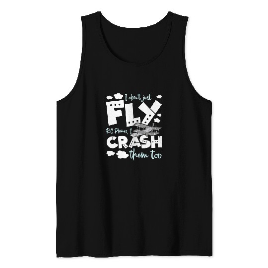 Funny rc plane fly and crash pilot kids men Tank Tops