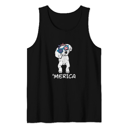 Poodles Merica Poodle American USA 4th Of July Fourth Dog Women Poodle dog Tank Tops