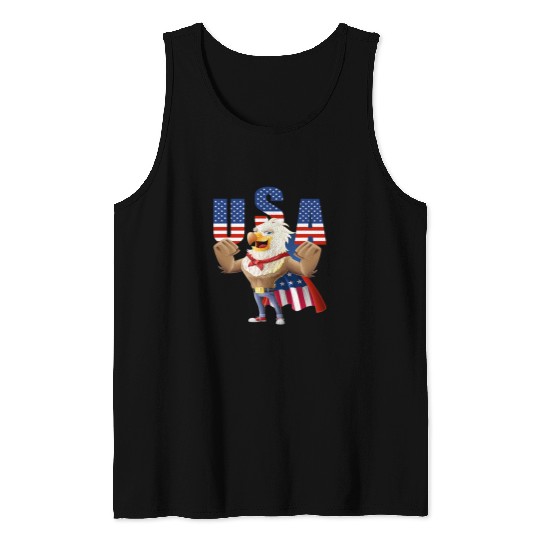 4th of July  Bald Eagle Hero US Flag Tank Tops
