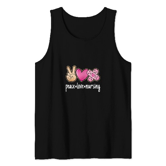 Peace Love Nursing Leopard Print Cute nurses Tank Tops