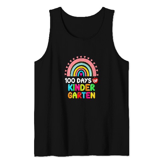 Kids 100 Days Of Kindergarten School Teacher Smarter Rainbow Tank Tops