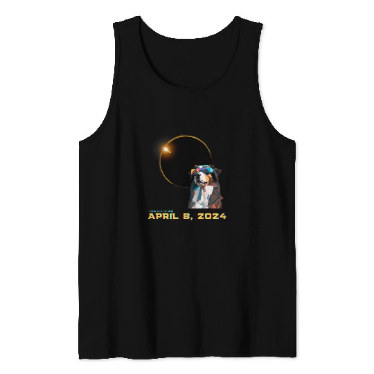 2024 Solar Eclipse Funny Australian Shepherd Solar glasses Tank Tops