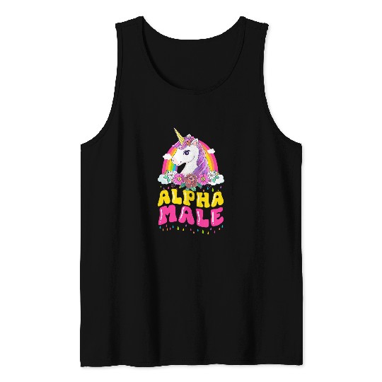 Alpha Male Unicorns Whimsical Power Symbol Tank Tops