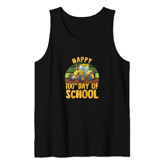 Tractor driving Kids Tractor School Student Happy th Day of School Boys Tank Tops
