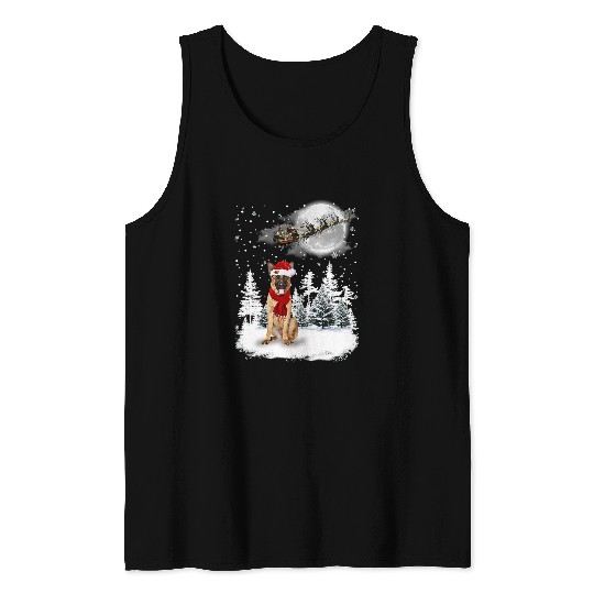 GSD Under Moonlight Snow Christmas Pajama 6 German Shepherd Dog Dog Tank Tops