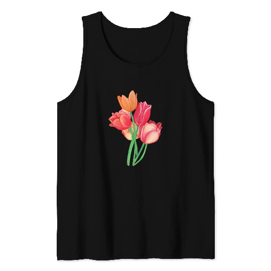 Flower Painting Tulips Flowers Tulip Drawing Tank Tops
