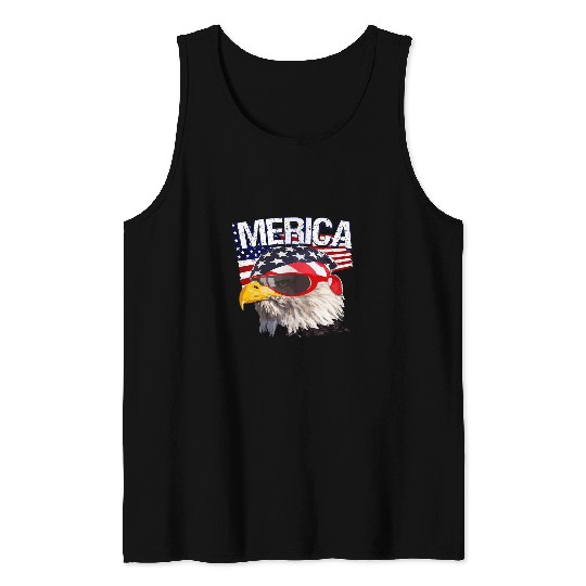 Bald Eagle MERICA Funny American USA Patriotic Tank Tops