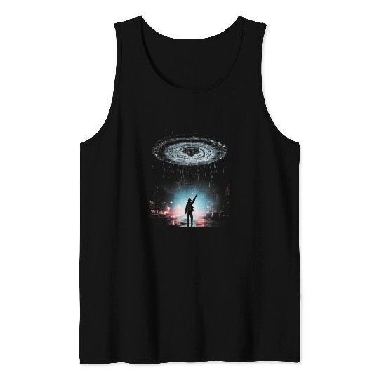 Alien UFO Native American Indian Encounter Graphic Art 12 Tank Tops