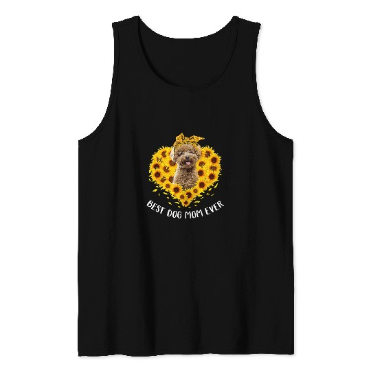 Poodles Mom Sunflower Dog Mom Women Poodle dog Tank Tops