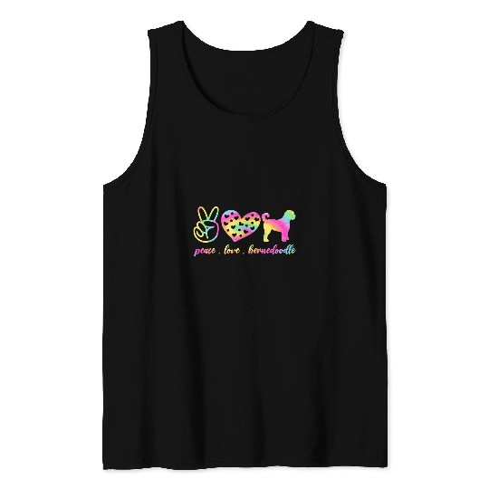 Peace Love Bernedoodle For Women Girls Kids Bernedoodle Girl Tank Tops