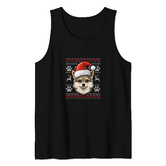 Alaskan Klee Kai Santa Hat Christmas Funny Dog Mom Dad Tank Tops