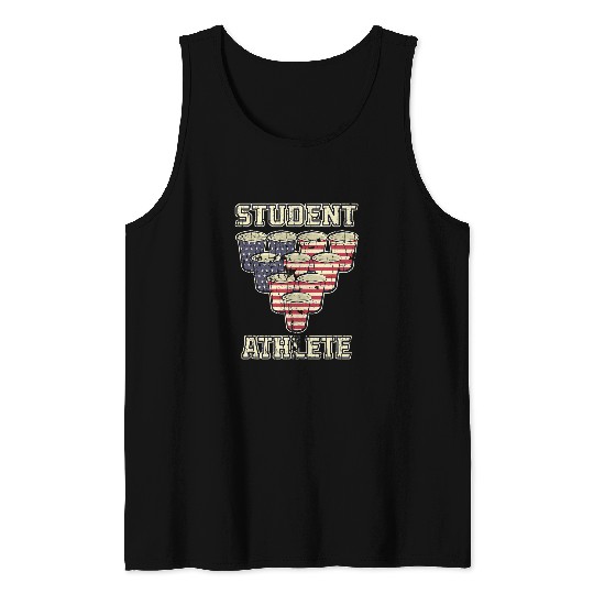 Student Athlete Funny Ping Pong American Flag Tank Tops