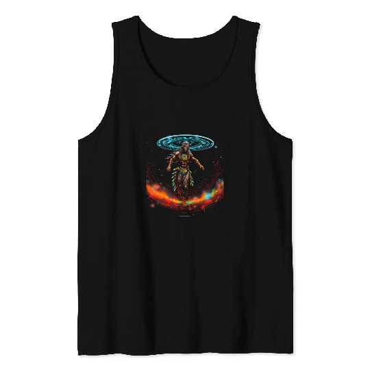 Alien UFO Native American Indian Encounter Graphic Art 26 Tank Tops