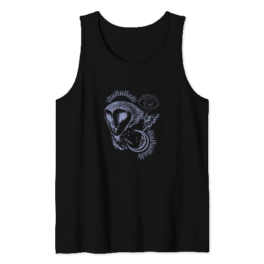 Barn Owl Moon Moth Wicca Esoteric Tank Tops