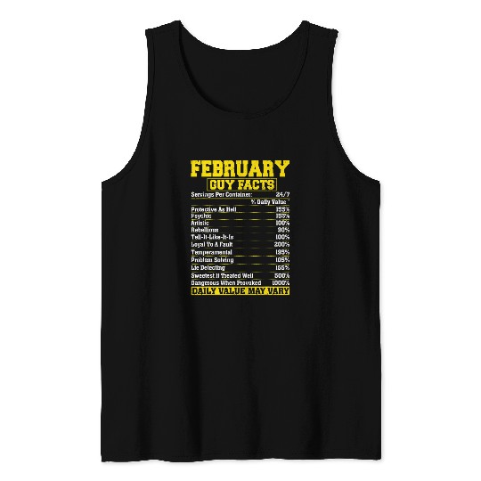 February Guy Nutrition Facts Aquarius Gifts Tank Tops