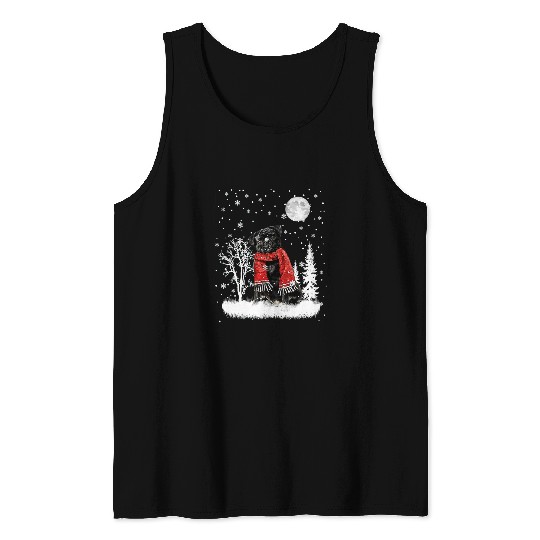 Pug Lover Under Moonlight Snow Christmas Pajama 35 Pugs Dog Tank Tops