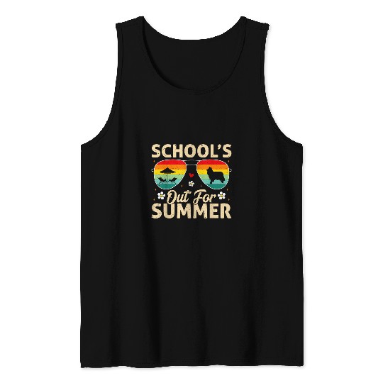 Schools Out For Summer End Of School Rough Collie Dog Tank Tops